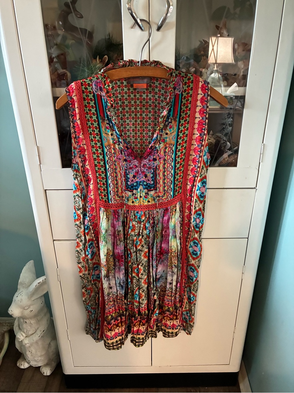 Bhanuni by Jyoti sz M Bohemian Anthropologie Sleeveless V-Neck Tunic Dress euc